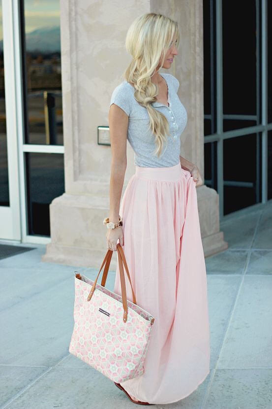 pink maxi skirt